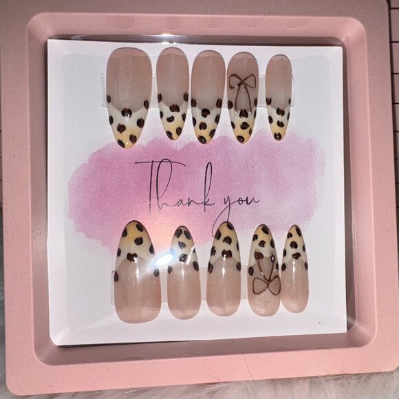 Leopard Print Press-On or Glue-On Nails Size M - Picture 2 of 6